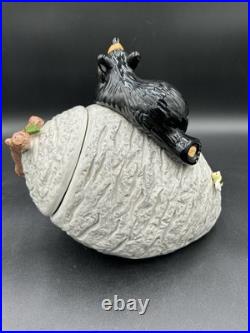 Big Sky Carvers Bearfoots Black Bear On Bee Hive Cookie Jar Jeff Fleming Rare