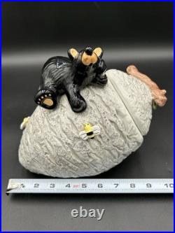 Big Sky Carvers Bearfoots Black Bear On Bee Hive Cookie Jar Jeff Fleming Rare