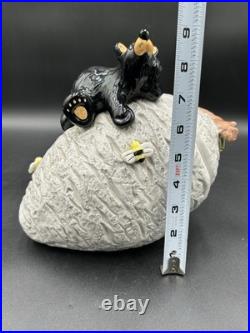 Big Sky Carvers Bearfoots Black Bear On Bee Hive Cookie Jar Jeff Fleming Rare