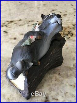 Big Sky Carvers Bearfoots Fishing Raccoon Kritter Hollow Trinket Box Figurine