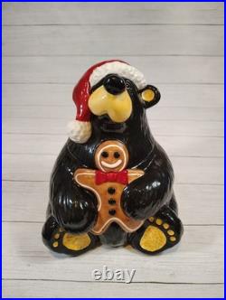 Big Sky Carvers, Bearfoots, Jeff Fleming, Holiday, Black Bear, Cookie Jar, Rare