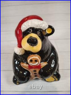 Big Sky Carvers, Bearfoots, Jeff Fleming, Holiday, Black Bear, Cookie Jar, Rare