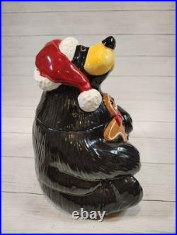 Big Sky Carvers, Bearfoots, Jeff Fleming, Holiday, Black Bear, Cookie Jar, Rare
