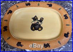 Big Sky Carvers Bearfoots Large Oval Serving Platter Bear Trout Discontinued New