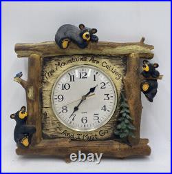 Big Sky Carvers Bearfoots Mountains Are Calling Hanging Wall Clock