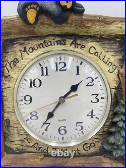 Big Sky Carvers Bearfoots Mountains Are Calling Hanging Wall Clock