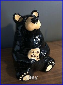 Big Sky Carvers Bearfoots Tabletop Black Bear Cookie Jar By Jeff Fleming