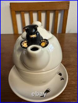 Big Sky Carvers Bearfoots Tea For One Set Jeff Fleming Black Bear Teapot Cup Sau