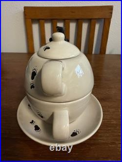 Big Sky Carvers Bearfoots Tea For One Set Jeff Fleming Black Bear Teapot Cup Sau