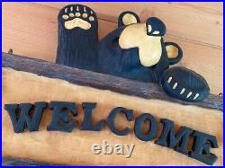 Big Sky Carvers Bearfoots Welcome Sign Lodge Style Log Home Cabin Welcome Sign