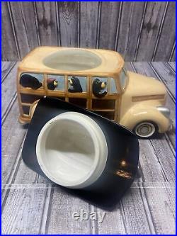 Big Sky Carvers Bearfoots Woodie Wagon Cookie Jar Very Rare Vintage Item Retired