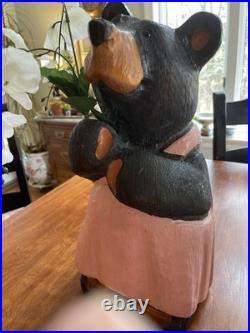 Big Sky Carvers Bears Jeff Fleming Black Bear Gert withflowers Hand Carved Wood