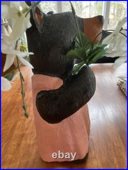 Big Sky Carvers Bears Jeff Fleming Black Bear Gert withflowers Hand Carved Wood