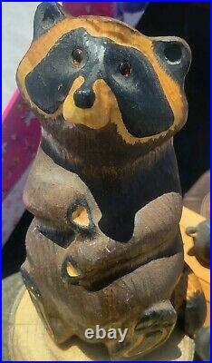 Big Sky Carvers Bears Raccoon. Rare And Vintage Wood Carved. Handmade