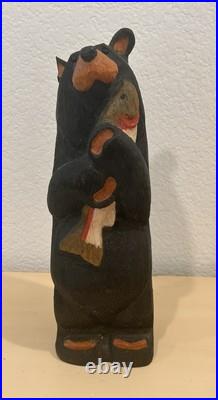 Big Sky Carvers Bears by Jeff Fleming Black Bear with Salmon Fish Hand Carved Wood