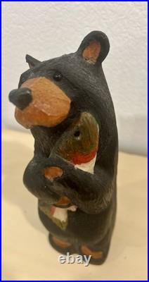 Big Sky Carvers Bears by Jeff Fleming Black Bear with Salmon Fish Hand Carved Wood Big Sky Carvers Bears by Jeff Fleming Black Bear with Salmon Fish Hand Carved Wood