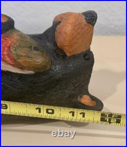 Big Sky Carvers Bears by Jeff Fleming Black Bear with Salmon Fish Hand Carved Wood