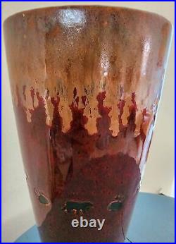 Big Sky Carvers Big Bear Vase With Bear & Footprint Accents 13 Tall Red/Taupe