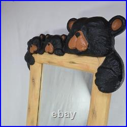 Big Sky Carvers Black Bear Trio Log Wall Mirror Cabin Lodge Decor Bill Herrick