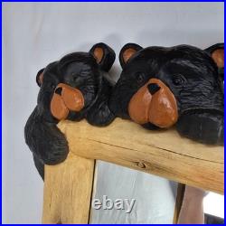 Big Sky Carvers Black Bear Trio Log Wall Mirror Cabin Lodge Decor Bill Herrick