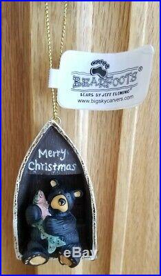 Big Sky Carvers Black Bear in Boat w Trout Fish Christmas Ornament Jeff Fleming