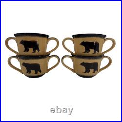 Big Sky Carvers Brushwerks Bear Double Handle Chili Soup Bowl Lot Of 4