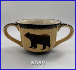 Big Sky Carvers Brushwerks Bear Double Handle Chili Soup Bowl Lot Of 5