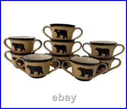 Big Sky Carvers Brushwerks Bear Double Handle Chili Soup Bowl Lot Of 9