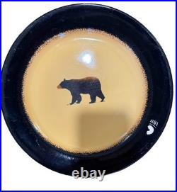 Big Sky Carvers Brushwerks Bear Plates Set of 7 Cabin Lodge Stoneware 11 8.5