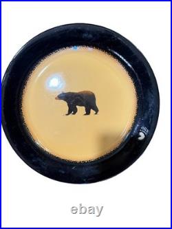 Big Sky Carvers Brushwerks Bear Plates Set of 7 Cabin Lodge Stoneware 11 8.5