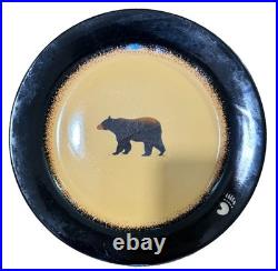 Big Sky Carvers Brushwerks Bear Plates Set of 7 Cabin Lodge Stoneware 11 8.5