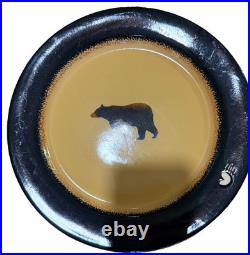 Big Sky Carvers Brushwerks Bear Plates Set of 7 Cabin Lodge Stoneware 11 8.5