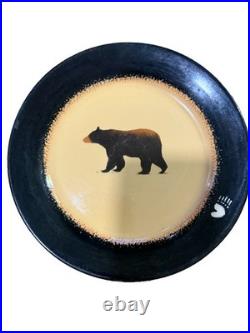 Big Sky Carvers Brushwerks Bear Plates Set of 7 Cabin Lodge Stoneware 11 8.5