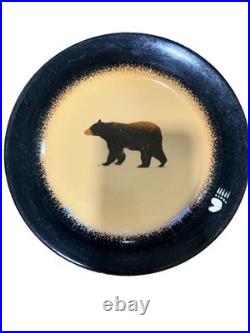 Big Sky Carvers Brushwerks Bear Plates Set of 7 Cabin Lodge Stoneware 11 8.5