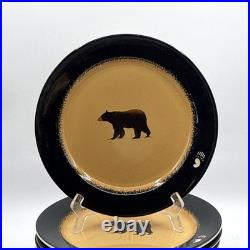 Big Sky Carvers Brushwerks Bear Set Stoneware Dinner Plate 8Pc Set