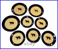 Big Sky Carvers Brushwerks Bear Set Stoneware Dinner Plate Salad Plate 8Pc Set