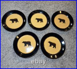 Big Sky Carvers Brushwerks Bear Set Stoneware Dinner Plate Salad Plate 8Pc Set
