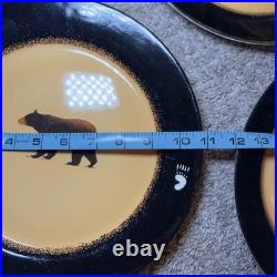 Big Sky Carvers Brushwerks Bear Set Stoneware Dinner Plate Salad Plate 8Pc Set