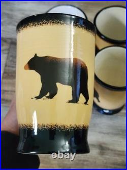 Big Sky Carvers Brushwerks Bear Stoneware Mugs Set of 4 New 5.5 x 3.5