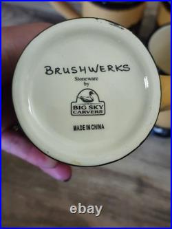Big Sky Carvers Brushwerks Bear Stoneware Mugs Set of 4 New 5.5 x 3.5