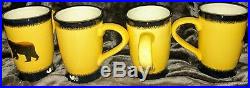 Big Sky Carvers Brushwerks Black Bear Stoneware Yellow Black Mug Set of 4 NIB