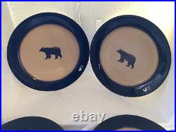 Big Sky Carvers-Brushwerks-Brown Bear/Embossed Paw-Stoneware Large Plates(Qty. 4)