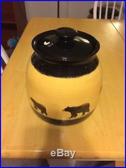 Big Sky Carvers Brushwerks Large Bear Canister With Lid Black and YellowithGold