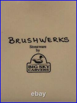 Big Sky Carvers Brushwerks Salad Plates Black Bear 8 1/2 Set Of 6