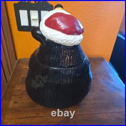 Big Sky Carvers Cookie Jar Canister Christmas Bear Bearfoots Santa Hat Vintage