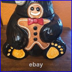 Big Sky Carvers Cookie Jar Canister Christmas Bear Bearfoots Santa Hat Vintage