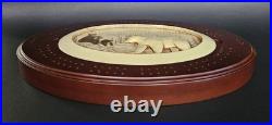 Big Sky Carvers Cribbage Board Hand Carved Scrimshaw Style Bear & Cubs