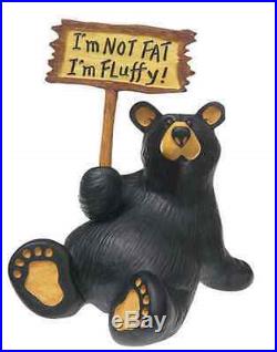 Big Sky Carvers / Demdaco Bearfoots I'm Fluffy Bear w Sign Jeff Fleming