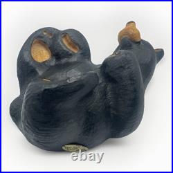 Big Sky Carvers Fleming Retired Bear Solid Wood Western Pine Carved Back Paws Up
