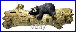 Big Sky Carvers JASPER bear Jeff Fleming Coat rack 4 hook Wall Hanger 27x11x5